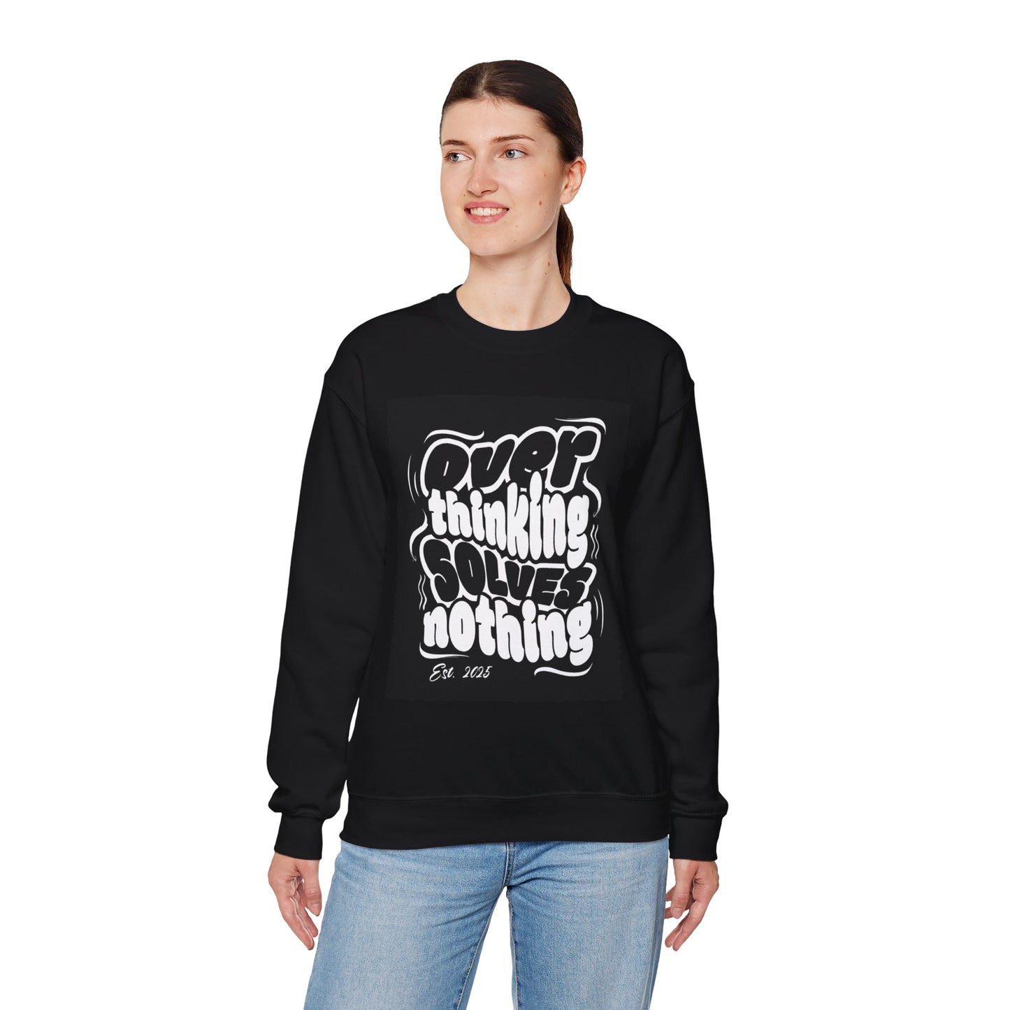 Overthinking Solution Crewneck Sweatshirt | Cozy Unisex Sweatshirt for Self-Care, Relaxation, Gift for Friends, Thoughtful Apparel