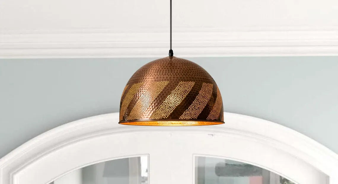 Hammered Solid Copper Dome Pendant Light , kitchen Island Light, Copper Dome Lamp, Hanging Dome Lamp, Ceiling dome lamp Light fixture