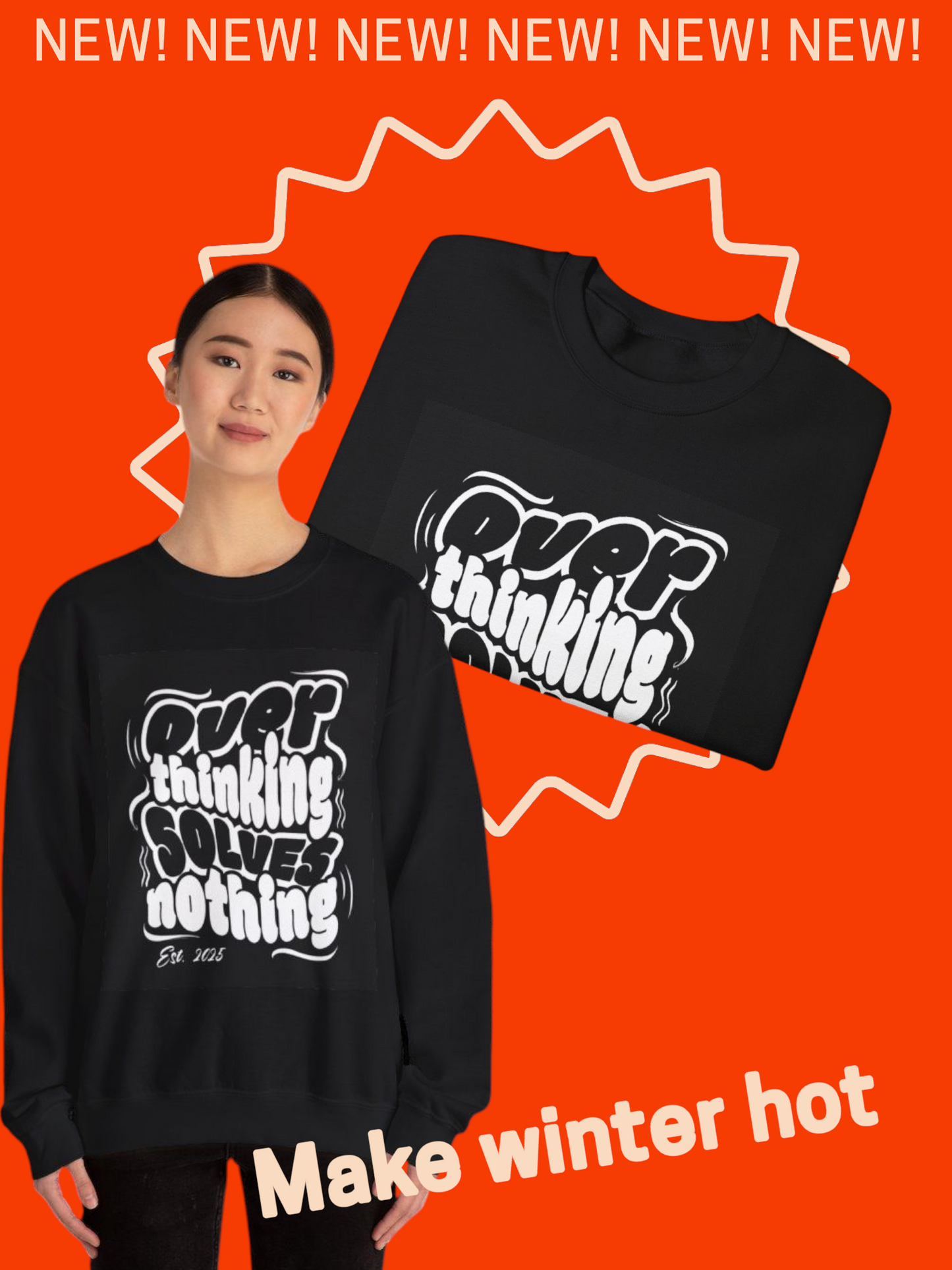 Overthinking Solution Crewneck Sweatshirt | Cozy Unisex Sweatshirt for Self-Care, Relaxation, Gift for Friends, Thoughtful Apparel