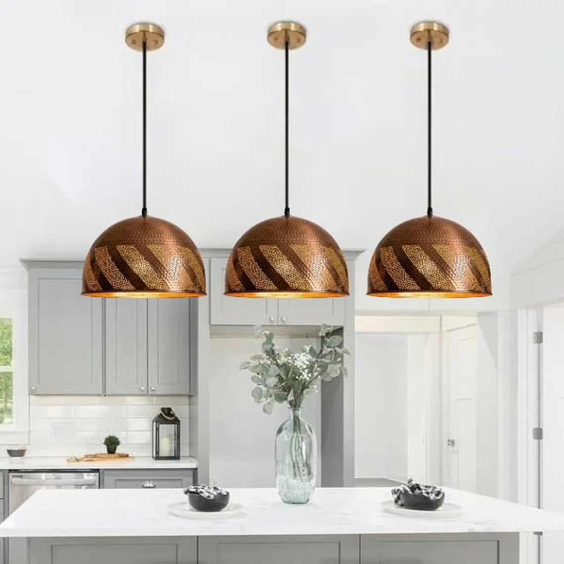 Hammered Solid Copper Dome Pendant Light , kitchen Island Light, Copper Dome Lamp, Hanging Dome Lamp, Ceiling dome lamp Light fixture