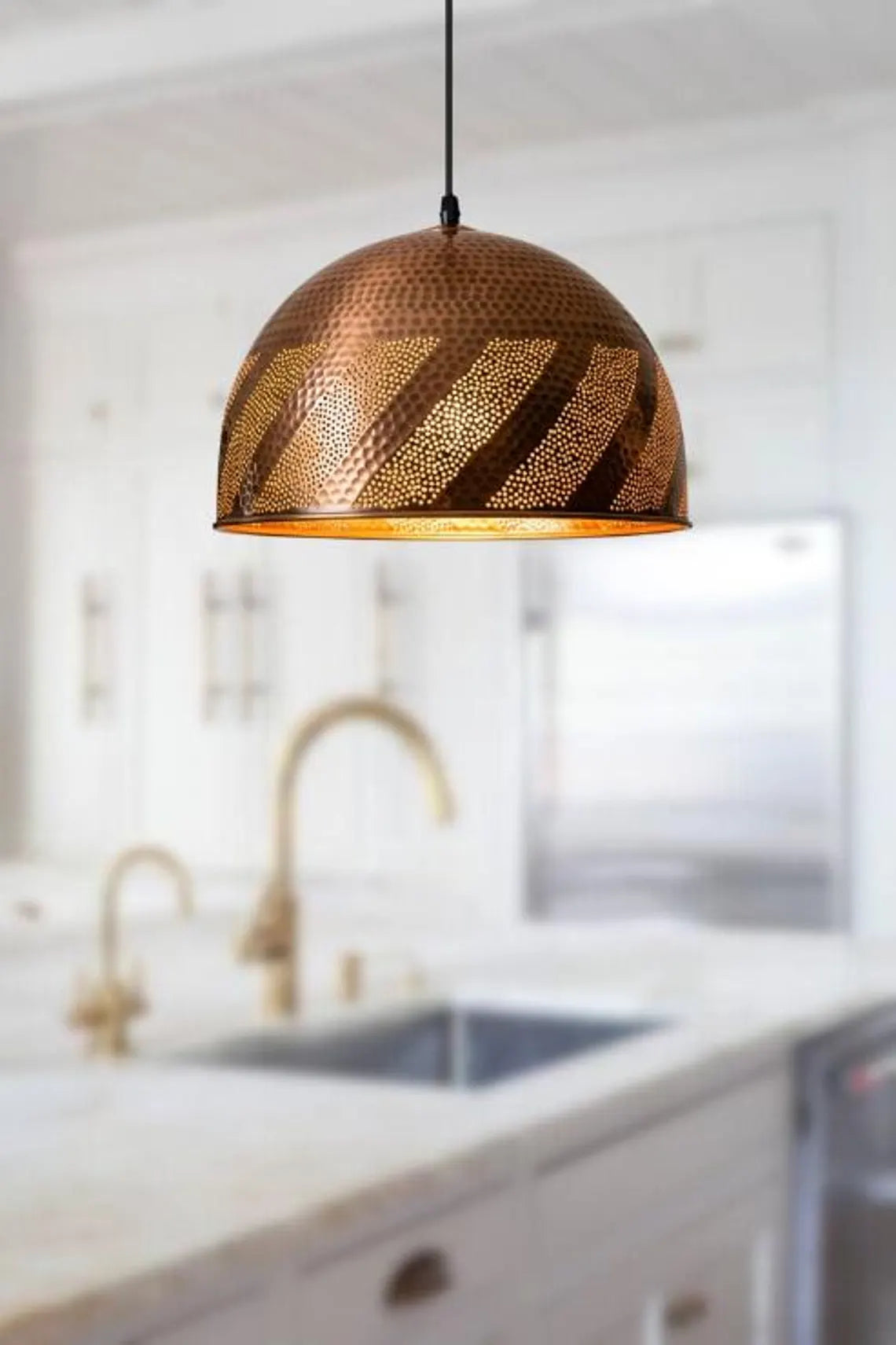 Hammered Solid Copper Dome Pendant Light , kitchen Island Light, Copper Dome Lamp, Hanging Dome Lamp, Ceiling dome lamp Light fixture