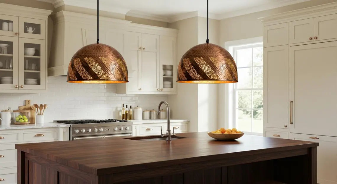 Hammered Solid Copper Dome Pendant Light , kitchen Island Light, Copper Dome Lamp, Hanging Dome Lamp, Ceiling dome lamp Light fixture