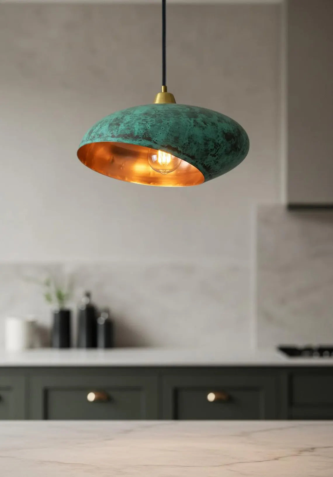 Handmade Green Patina Light , Hanging Dome Lamp , Copper Dome Pendant Lamp, kitchen island Light,Copper Dome Lamp