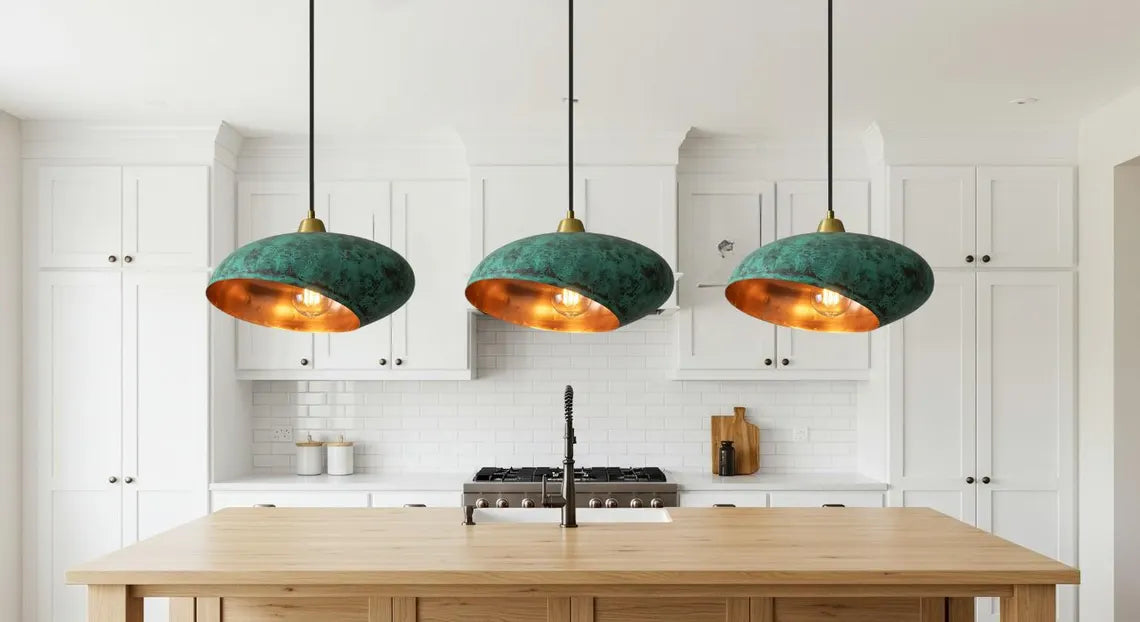 Handmade Green Patina Light , Hanging Dome Lamp , Copper Dome Pendant Lamp, kitchen island Light,Copper Dome Lamp