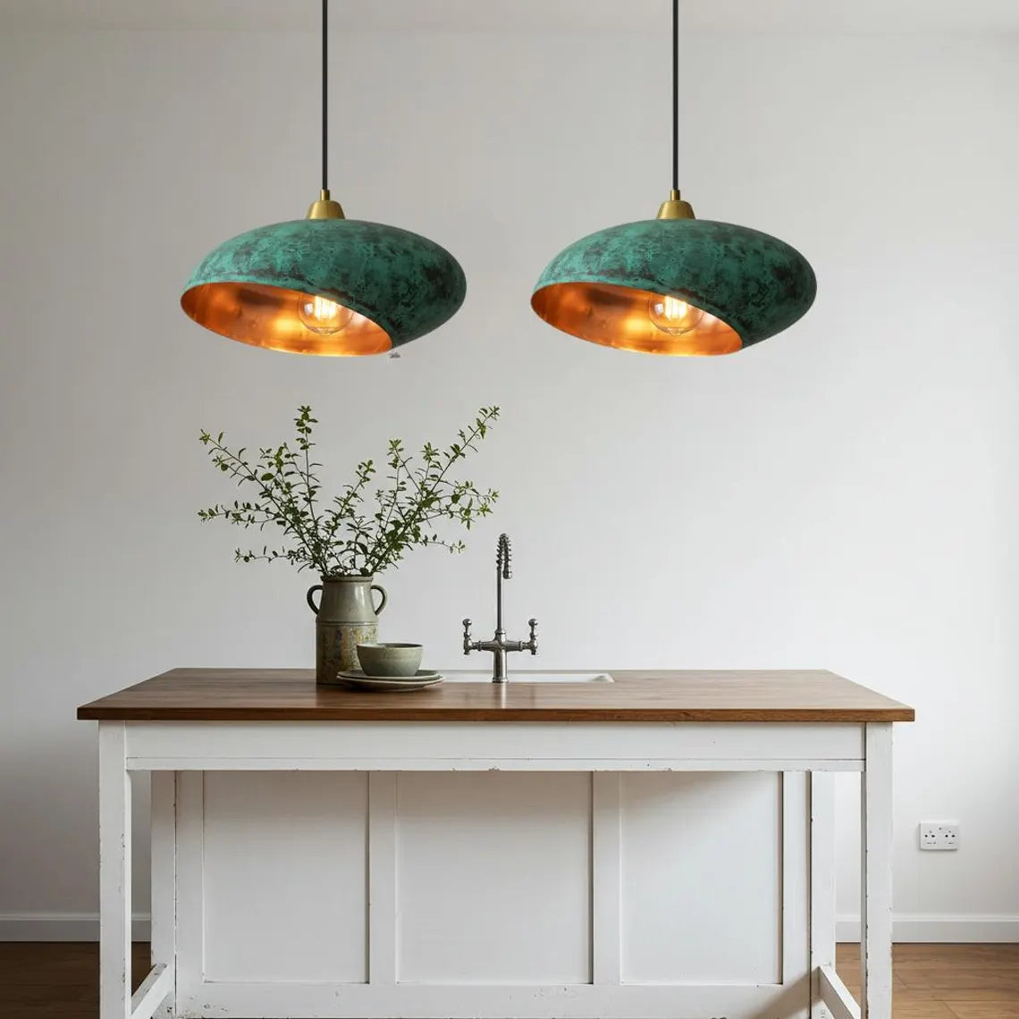 Handmade Green Patina Light , Hanging Dome Lamp , Copper Dome Pendant Lamp, kitchen island Light,Copper Dome Lamp