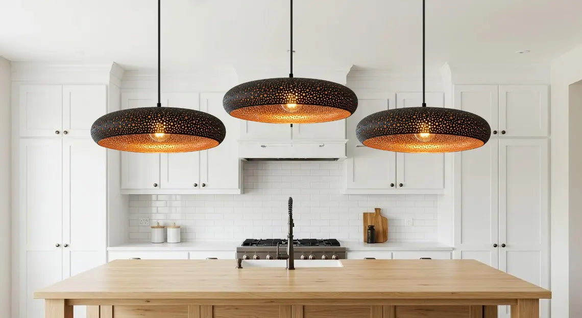Hammered Dome Lamp, Moroccan Copper Ceiling DomeLamp, Chandelier Farmhouse Light, Handmade Pendant Light, Kitchen Island
