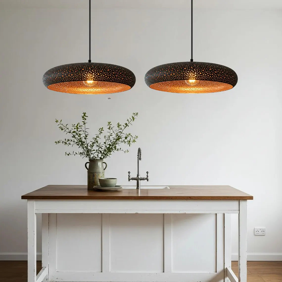 Hammered Dome Lamp, Moroccan Copper Ceiling DomeLamp, Chandelier Farmhouse Light, Handmade Pendant Light, Kitchen Island