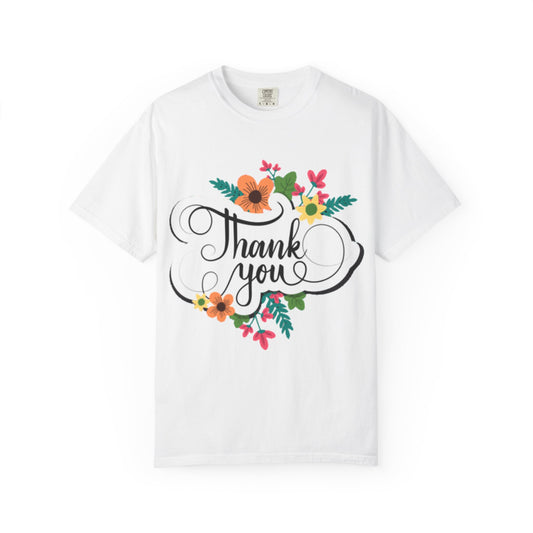 Floral Thank You T-Shirt | Unisex Cotton Tee for Gifting, Cute Graphic Top for Celebrations, Casual Wear, Everyday Style