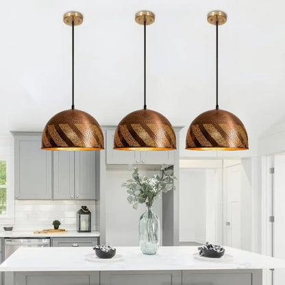 Hammered Solid Copper Dome Pendant Light , kitchen Island Light, Copper Dome Lamp, Hanging Dome Lamp, Ceiling dome lamp Light fixture