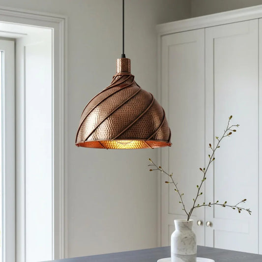 Hammered Solid Copper Dome Pendant Light, Rustic Chandelier, Copper Light Fixture, Ceiling Light