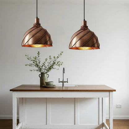 Hammered Solid Copper Dome Pendant Light, Rustic Chandelier, Copper Light Fixture, Ceiling Light
