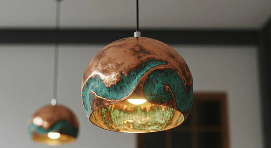 Handmade Oxidized Copper Pendant Light, Green Patina Copper Dome Pendant Light, Farmhouse Kitchen Ceiling Lamp Fixture,copper pendant light
